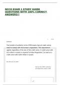 NCCO EXAM 1 STUDY GUIDE QUESTIONS WITH 100&percnt; CORRECT ANSWERS&excl;&excl;