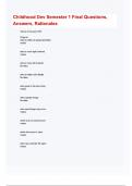 Childhood Dev Semester 1 Final Questions&comma; Answers&comma; Rationales
