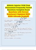 Athletic Injuries 3336 Final Assessment Frequently Tested Questions Complete Exam Questions with Correct Solutions&vert;&vert;<<Updated 2025- 2026>>Already Graded&excl;&excl;&excl;