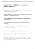 Social Work 1000 Exam 1 questions n answers passed