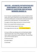 NUR 502 &ndash; ADVANCED PATHOPHYSIOLOGY EXAM NEWEST ACTUAL EXAM WITH COMPLETE QUESTIONS AND DETAILED ANSWERS GRADED A&plus;