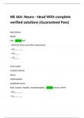 NR 464 Neuro - Head With complete verified solutions &lpar;Guaranteed Pass&rpar;&period;