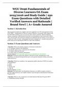 WGU D096 Fundamentals of Diverse Learners OA Exam and Study Guide &vert; 250 Verified Questions with Detailed Answers and Rationale &vert; A&plus; Grade Assured &vert; 2025&sol;2026 Edition