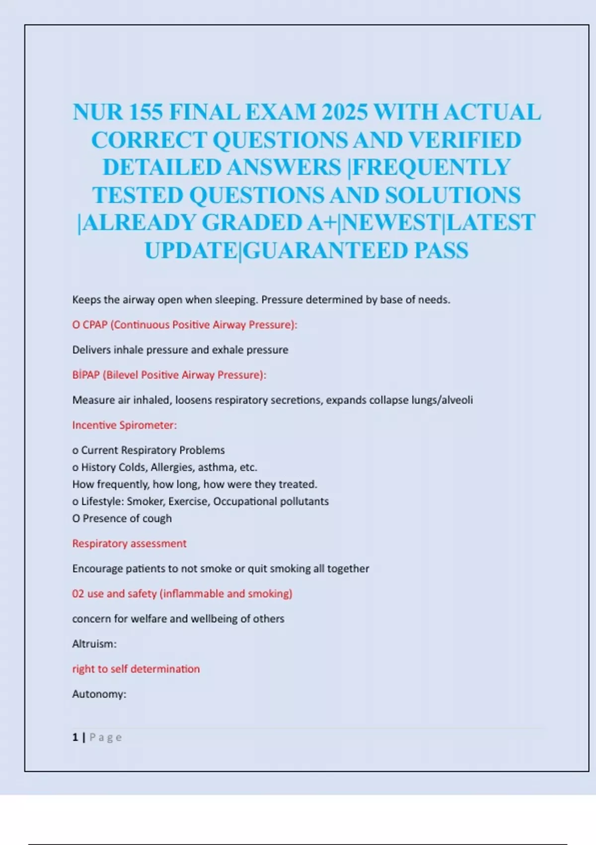 NUR 155 FINAL EXAM 2025 WITH ACTUAL CORRECT QUESTIONS AND VERIFIED ...
