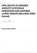 LIFE&comma; HEALTH & VARIABLE ANNUITY &lpar;2-15 EXAM&rpar; QUESTIONS AND ANSWERS LATEST UPDATE 2024&sol;2025 &lpar;100&percnt; Solved&rpar;