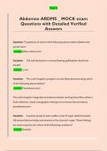 Abdomen ARDMS &lowbar; MOCK exam  Questions with Detailed Verified  Answers 