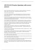 ATI NCLEX Practice Questions with correct answers