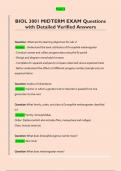 BIOL 3001 MIDTERM EXAM Questions  with Detailed Verified Answers
