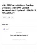 MSN 571 Pharm Midterm Practice Questions with 100&percnt; Correct Answers Latest Updated 2024&sol;2025 &lpar;GRADED A&plus;&rpar;