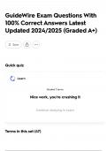 GuideWire Exam Questions With 100&percnt; Correct Answers Latest Updated 2024&sol;2025 &lpar;Graded A&plus;&rpar;