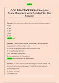 CCO PRACTICE EXAM Study for  Crane Questions with Detailed Verified  Answers