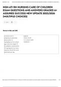 NGN ATI RN NURSING CARE OF CHILDREN EXAM QUESTIONS AND ANSWERS GRADED A&plus; ASSURED SUCCESS NEW UPDATE 2025&sol;2026 &lpar;MULTIPLE CHOICES&rpar;