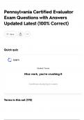 Pennsylvania Certified Evaluator Exam Questions with Answers Updated Latest &lpar;100&percnt; Correct&rpar;