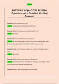 HISTORY AQA GCSE RUSSIA  Questions with Detailed Verified  Answers 
