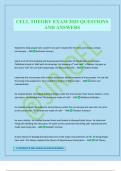 CELL THEORY EXAM 2025 QUESTIONS AND ANSWERS