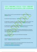CELL THEORY&comma; CELLS - CELL THEORY EXAM 2025 QUESTIONS AND ANSWERS