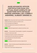 IAHSS ADVANCED OFFICER  CERTIFICATION EXAM 2024  ACTUAL EXAM COMPLETE 200  QUESTIONS WITH DETAILED  VERIFIED ANSWERS &lpar;100&percnt; CORRECT  ANSWERS&rpar; &sol; ALREADY GRADED A&plus; 