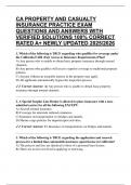 CA PROPERTY AND CASUALTY INSURANCE PRACTICE EXAM QUESTIONS AND ANSWERS WITH VERIFIED SOLUTIONS 100&percnt; CORRECT RATED A&plus; NEWLY UPDATED 2025&sol;2026