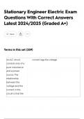 Stationary Engineer Electric Exam Questions With Correct Answers Latest 2024&sol;2025 &lpar;Graded A&plus;&rpar;