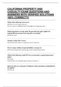 CALIFORNIA PROPERTY AND CASUALTY EXAM QUESTIONS AND ANSWERS WITH VERIFIED SOLUTIONS 100&percnt; CORRECT&excl;&excl;&excl;