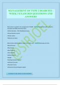 MANAGEMENT OF TYPE 2 DIABETES - WEEK 3 EXAM 2025 QUESTIONS AND ANSWERS