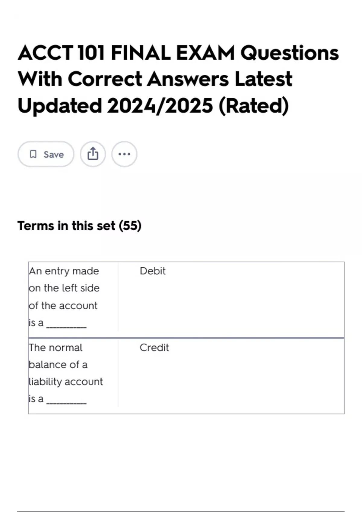 ACCT 101 FINAL EXAM Questions With Correct Answers Latest Updated 2024/ ...