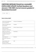 CERTIFIED DEFENSE FINANCIAL MANAGER &lpar;CDFM&rpar; 2025 UPDATE Verified Questions And Answers &vert; With 100&percnt; Correct Answers graded A&plus; Guaranteed Success&excl;&excl;