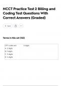 NCCT Practice Test 2 Billing and Coding Test Questions With Correct Answers (Graded)