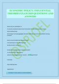 ECONOMIC POLICY&colon; INFLUENTIAL THEORIES EXAM 2025 QUESTIONS AND ANSWERS