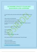 ECONOMIC POLICY EXAM 2025 QUESTIONS AND ANSWERS