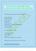 ECON UNIT 5&colon; ECONOMIC POLICY EXAM 2025 QUESTIONS AND ANSWERS