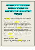 MISSOURI POST TEST STUDY GUIDE ACTUAL 2025&sol;2026 QUESTIONS AND 100&percnt; CORRECT ANSWERS