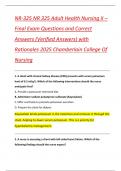 NR-325 NR 325 Adult Health Nursing II &ndash; Final Exam Questions and Correct  Answers &lpar;Verified Answers&rpar; with  Rationales 2025 Chamberlain College Of  Nursing