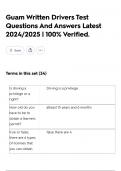 Guam Written Drivers Test Questions And Answers Latest 2024&sol;2025 &vert; 100&percnt; Verified&period;