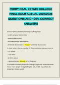 PERRY REAL ESTATE COLLEGE FINAL EXAM ACTUAL 2025&sol;2026 QUESTIONS AND 100&percnt; CORRECT ANSWERS
