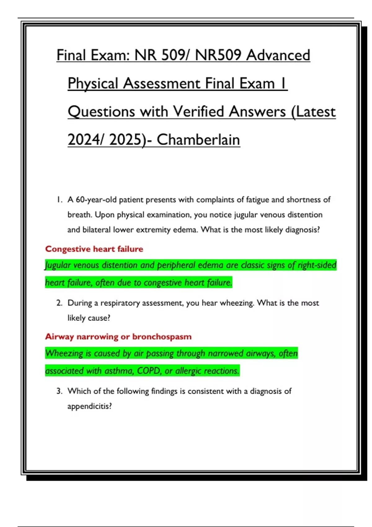 Final Exam Nr 509 Nr509 Advanced Physical Assessment Final Exam 1