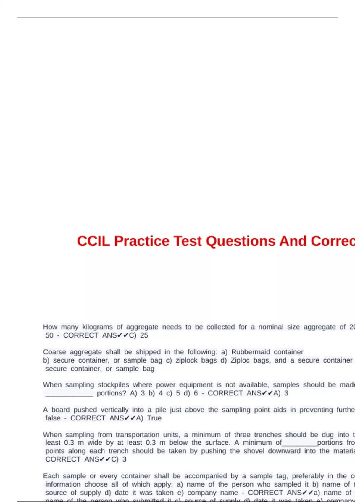 CCIL Practice Test Questions And Correct Answers - CCIL - Stuvia US