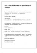 APEA- Psych Pharm exam questions with answers