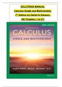 SOLUTIONS MANUAL Calculus Single and Multivariable. 7th Edition Hughes Hallett, McCallum, Gleason, (All Chapters 1 to 21)