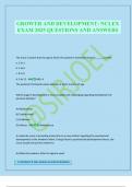 GROWTH AND DEVELOPMENT&colon; NCLEX EXAM 2025 QUESTIONS AND ANSWERS