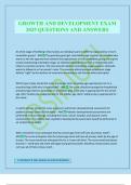 GROWTH AND DEVELOPMENT EXAM 2025 QUESTIONS AND ANSWERS