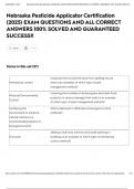 Nebraska Pesticide Applicator Certification &lpar;2025&rpar; EXAM QUESTIONS AND ALL CORRECT ANSWERS 100&percnt; SOLVED AND GUARANTEED SUCCESS&excl;&excl;