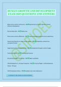 HUMAN GROWTH AND DEVELOPMENT EXAM 2025 QUESTIONS AND ANSWERS