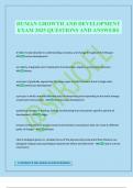 HUMAN GROWTH AND DEVELOPMENT EXAM 2025 QUESTIONS AND ANSWERS