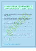 HUMAN GROWTH AND DEVELOPMENT EXAM 2025 QUESTIONS AND ANSWERS