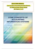 Solutions Manual for Core Concepts of Accounting Information Systems, 14th Edition by Mark Simkin, James Worrell, Arline Savage Verified Chapters 1 - 16, Complete Newest Version