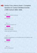 Florida Civics Literacy Exam &sol; Complete Questions & Correct Detailed Answers &lpar;100&percnt; Correct&rpar; 2025 &sol; 2026&period;         