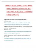 NR601 &sol; NR-601 Primary Care of Adults &lpar;FNP I&rpar; Final Exam 1 2 MIDTERM 1 2 EXAM BUNDLE Study Set Q & A &lpar;Latest 2024 &sol; 2025&rpar; Chamberlain College Of Nursing