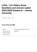 LUOA - U&period;S&period; History Exam Questions and Answers Latest 2024&sol;2025 Graded A&plus; - Liberty University