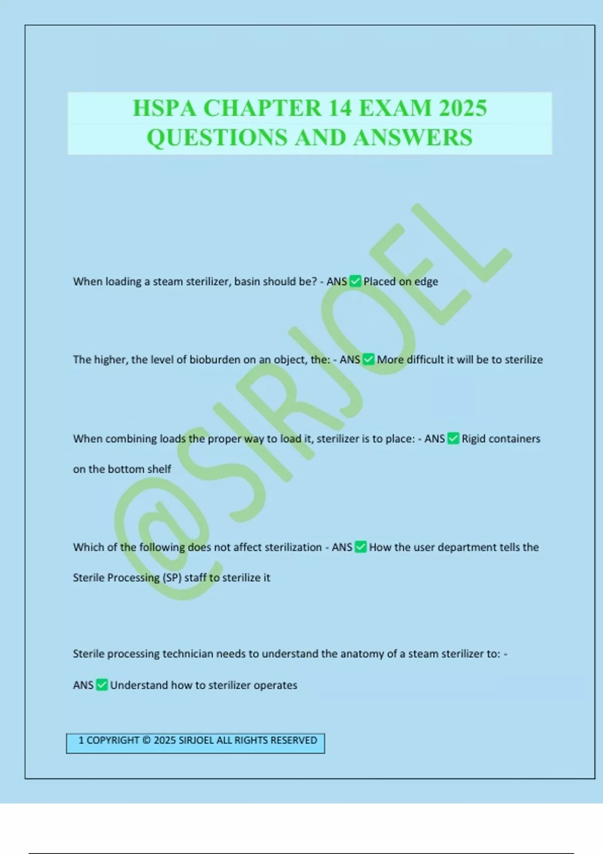 Hspa Notes HSPA CHAPTER 14 EXAM 2025 QUESTIONS AND ANSWERS - HSPA - Stuvia US